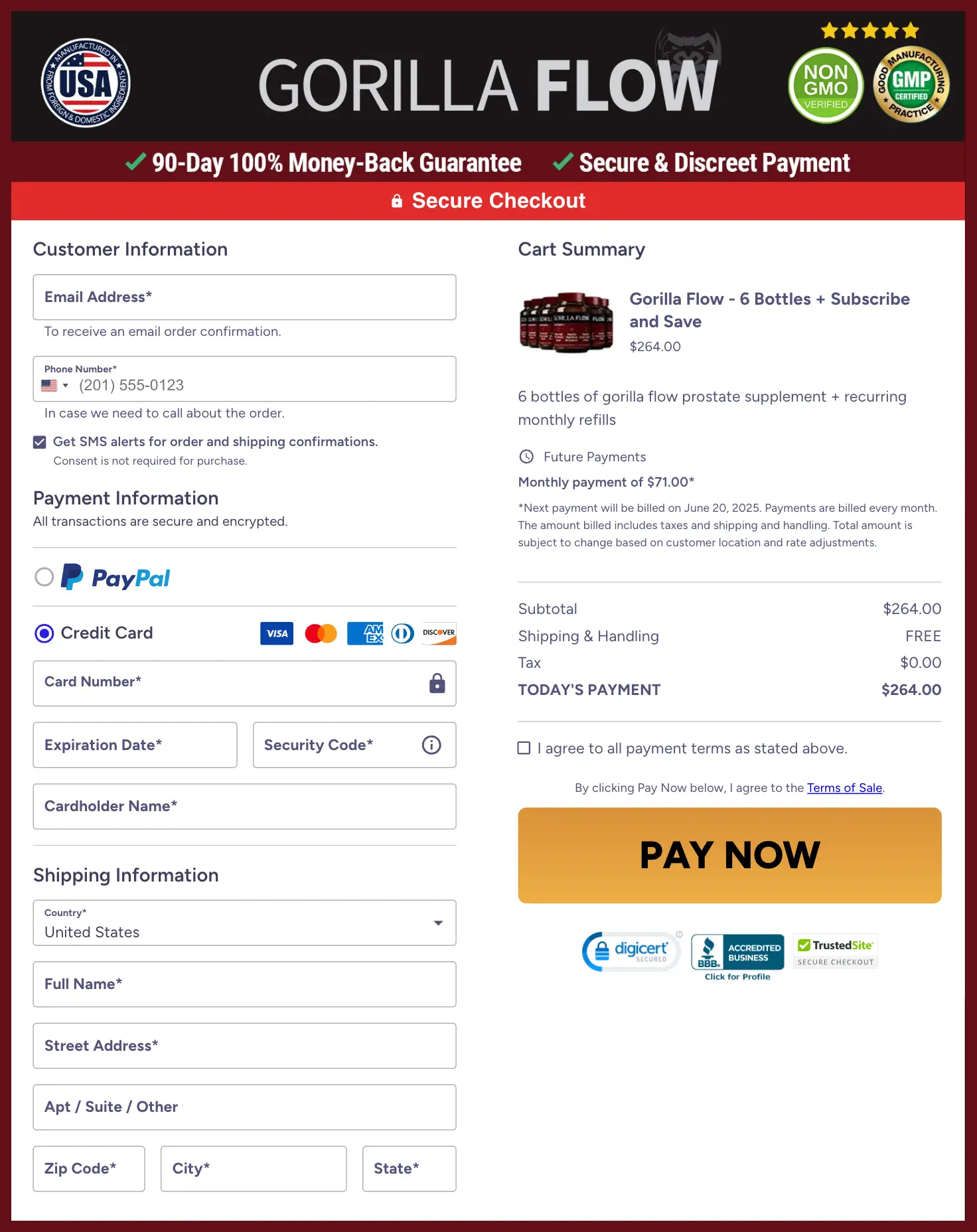 Gorilla Flow Official Website Secure Order Page